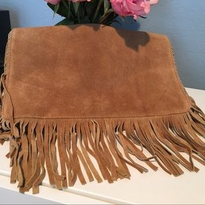 Vintage Suede Fringe Clutch